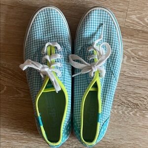 Keds Kids/Womens Aqua Checkered Sneakers